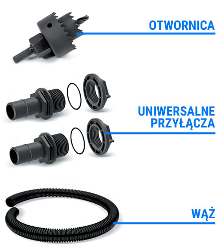 zestaw przyłączeniowy do beczki na deszczówkę