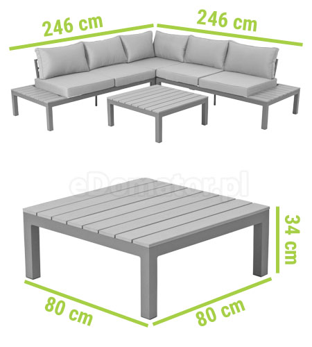 narożnik ogrodowy wypoczynkowy bali aluminiowy