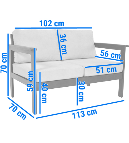 drewniana sofa ogrodowa z poduszkami BELLA