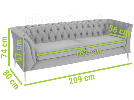 sofa kanapa chesterfield pikowana tapicerowana welurowa wypoczynkowa salonowa