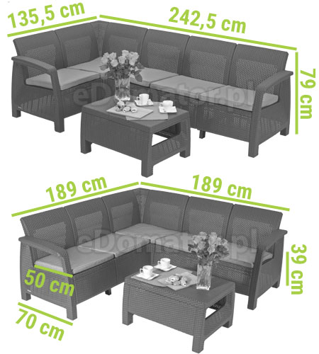 meble ogrodowe wypoczynkowe rattanowe corfu fiesta stół fotele kanapa