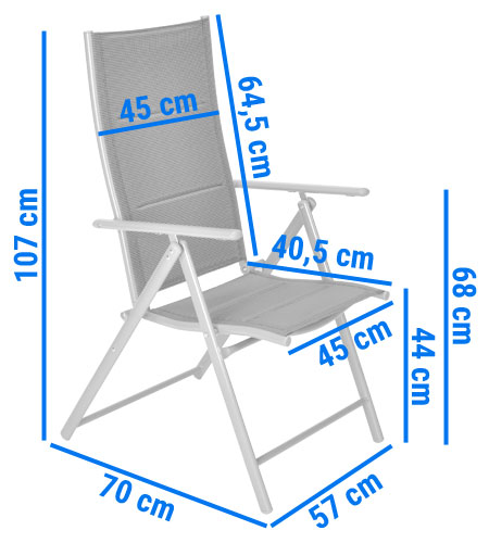 krzesło ogrodowe aluminiowe składane czarne modena