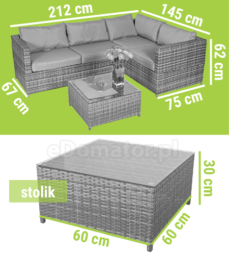 narożnik ogrodowy z technorattanu malaga