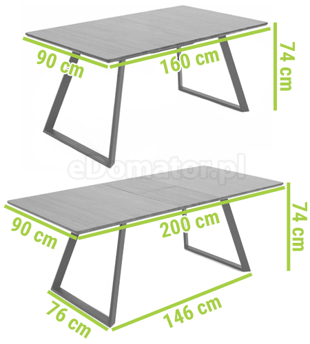 stół rozkładany kamień 160 - 200 cm Portland