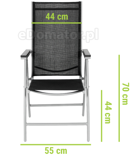 krzesło ogrodowe aluminiowe składane czarne modena