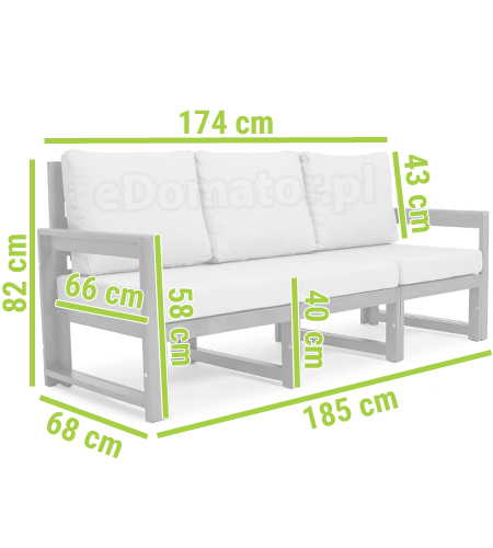 kanapa ogrodowa 3-osobowa MALTA drewniana