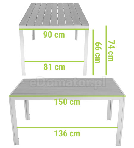 stół ogrodowy aluminiowy deski kompozytowe czarny modena