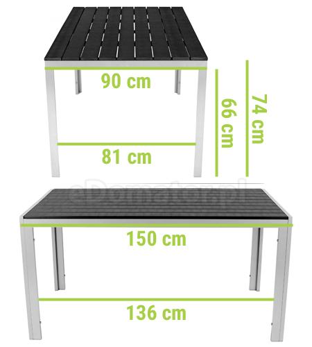 stół ogrodowy aluminiowy deski kompozytowe czarny modena