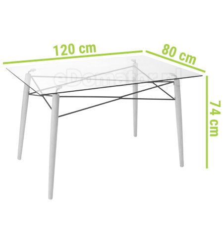 stół do jadalni szklany prostokątny Mediolan Luna 120 cm