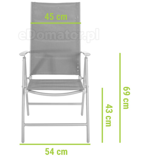 krzesło aluminiowe składane ogrodowe srebrne modena