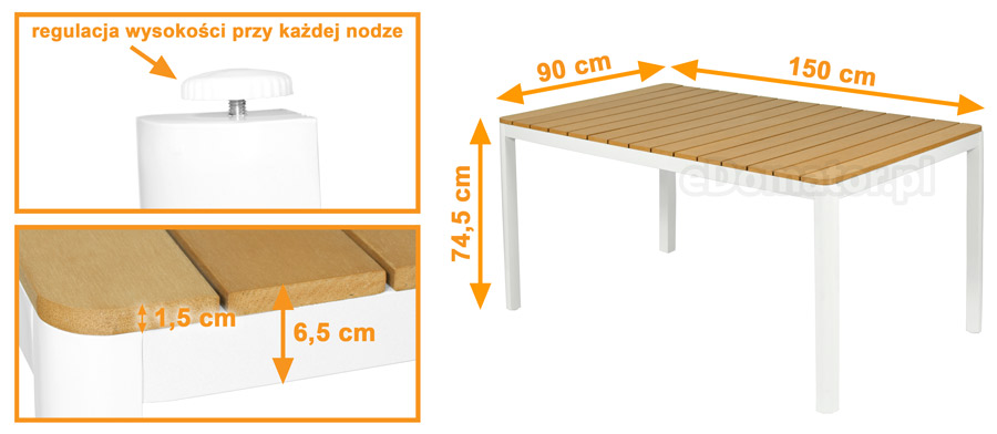 stół ogrodowy aluminiowy polywood verona legno