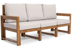 Duża sofa do ogrodu MALTA 3-osobowa brąz/szary