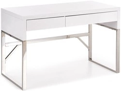Biurko białe z szufladami na srebrnych nogach B32