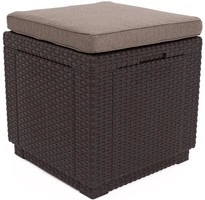 Pufa schowek ogrodowy CUBE rattan z poduszką - brązowy