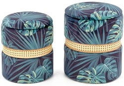 Dwie okrągłe pufy CONGO z pojemnikiem - zestaw wielobarwny