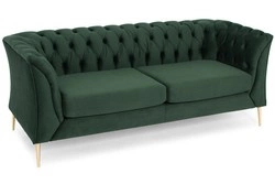 Sofa 2-osobowa w stylu angielskim Chesterfield - ciemnozielony