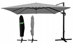 Parasol ogrodowy 2,5x2,5 m na stelażu + pokrowiec MINI ROMA- szary