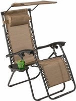 Leżak ogrodowy Zero Gravity ARUBA z daszkiem - brązowy