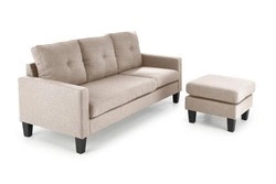 Sofa wypoczynkowa z podnóżkiem do salonu GERSON - beżowy
