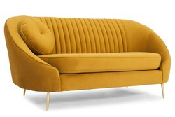 Sofa dwuosobowa z poduszką KING- musztardowy