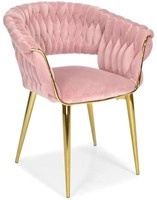 Krzesło z podłokietnikami glamour IRIS LUX - pudrowy róż
