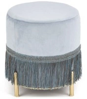 Okrągła pufa COSBY w stylu boho - jasny niebieski / złoty