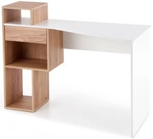 Biurko narożne z regałem CONTI dąb złoty / biały