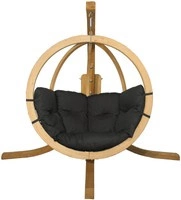 Fotel wiszący KOKON na drewnianym stelażu - grafitowy