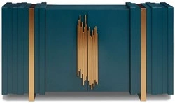 Komoda Stilig ST023A 160x40x90 cm - butelkowa zieleń/złoty