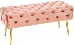 Siedzisko do przedpokoju ławka złote nogi ATHENA - pudrowy róż