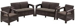 Meble ogrodowe CORFU REST 2 kanapy i 2 fotele - brązowy