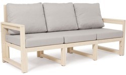 Duża kanapa ogrodowa z drewna MALTA 3-osobowa biały/szary