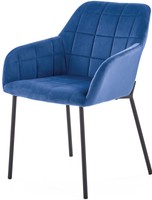Krzesło fotelowe K305 tapicerowane - granatowe / czarne nogi