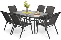 OUTLET - Zestaw mebli ogrodowych PORTO stół i 6 krzeseł - czarne