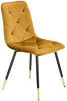 Tapicerowane krzesło z pikowaniem glamour K438 - musztardowy